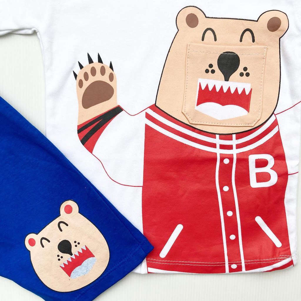 SPORTY BEAR Baju Setelan Kaos Celana Pergi Jalan Lucu Fashion Anak Bayi Cowok Laki Terlaris Lucu