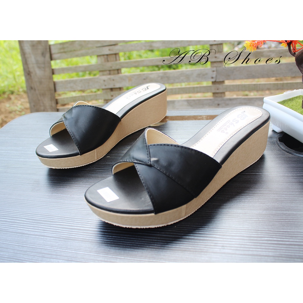 Sandal Wedges Wanita 5 cm Sandal Wanita kokop Hitam Terbaru