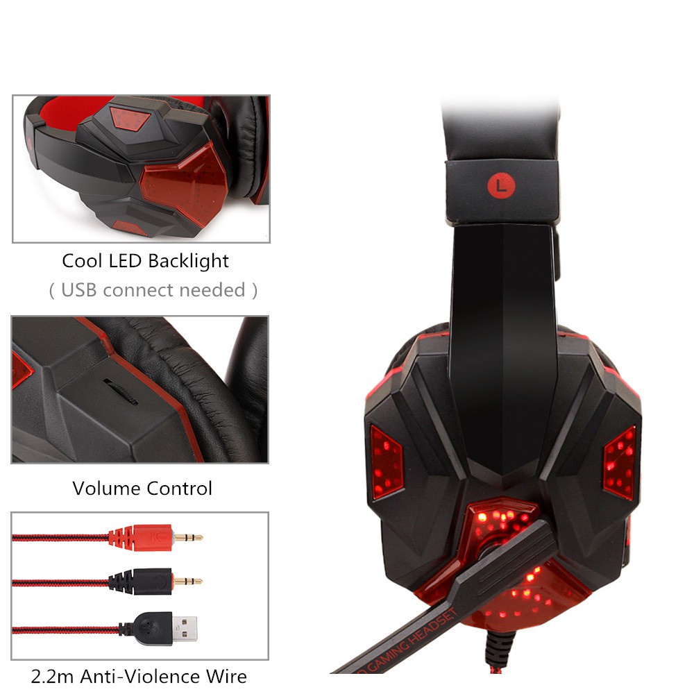 SY830 Headphone Gaming Kabel Over-Ear Headphone dengan Mikrofon Mode Portabel Universal Kompatibel dengan