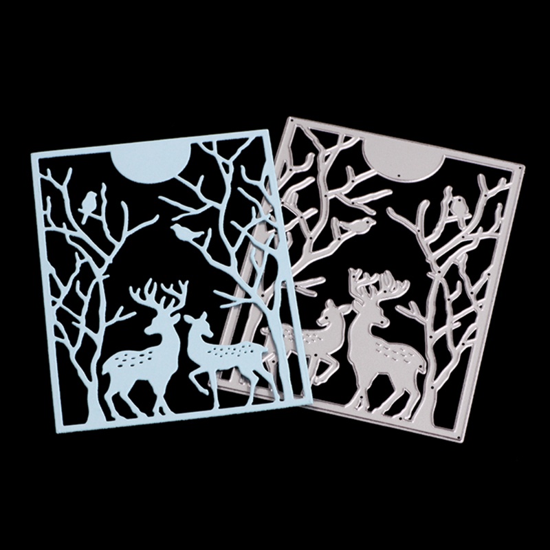 Cetakan Stensil Cutting Dies Motif Rusa Natal Bahan Metal Untuk Scrapbook / Craft Diy