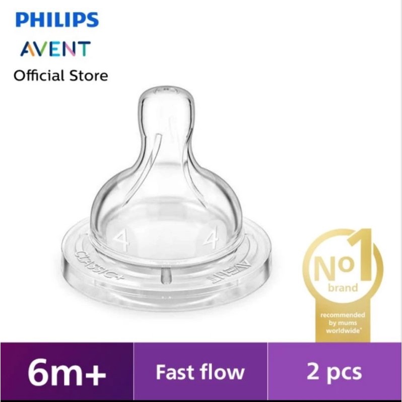 Philips Avent Classic+ Teat Fast Flow Nipple 6+ M - Dot Botol Susu Bayi