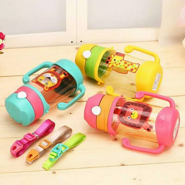 Training Cup Baby Sedotan Botol Minum Anak Gelas Minum Tempat Minum dengan Handle Tali Panjang