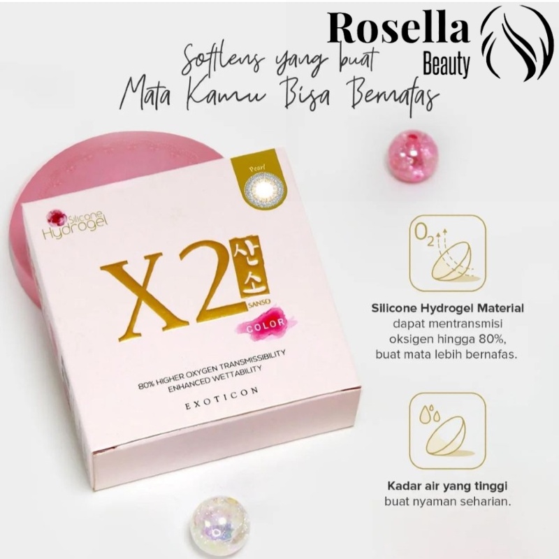 Softlens Sanso X2 Gratis Minus Normal RosellaBeauty Pearl Onyx Shadow Radiance Cappucino Soflen Kont