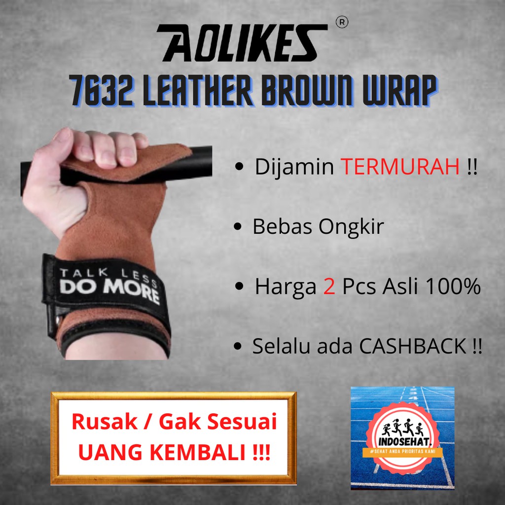 AOLIKES 7632 Leather Brown Wrist Support Wrap / Wristband - Deker Strap Kulit Pergelangan Tangan