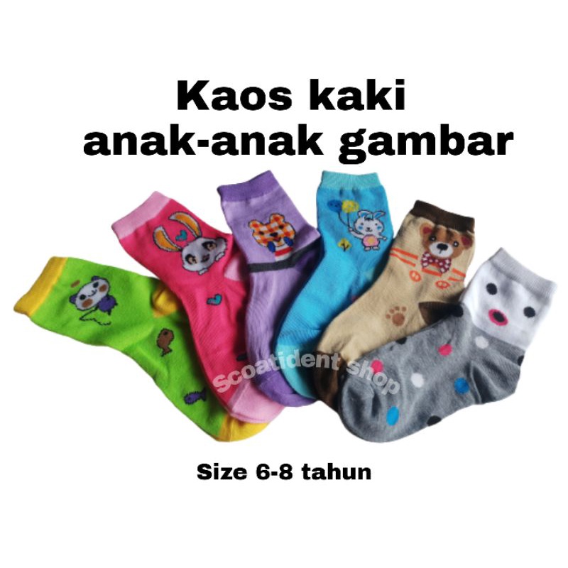 KAOS KAKI ANAK-ANAK GAMBAR BISA TK DAN SD 12 PASANG