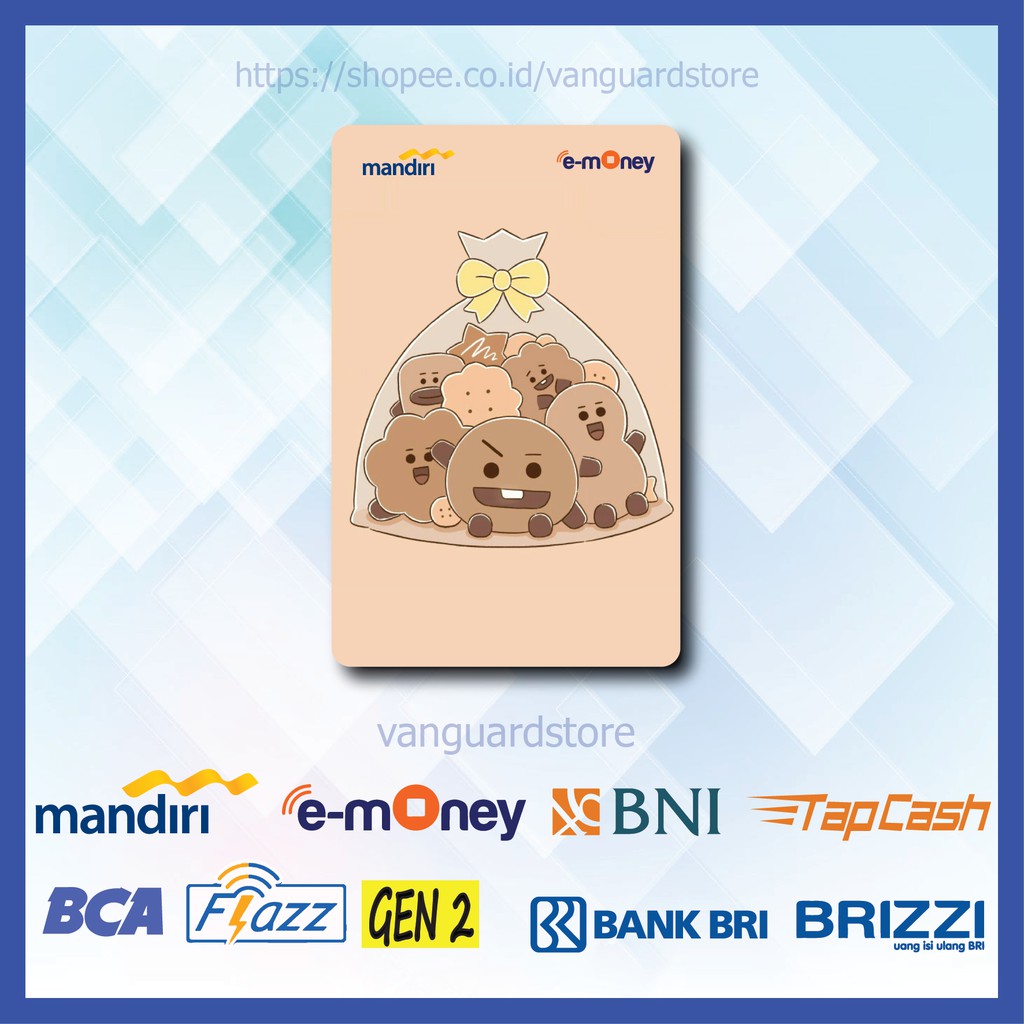 KARTU E MONEY E TOLL BT21 SHOOKY COOKIES ANIME 20 EMONEY MANDIRI FLAZZ BCA BNI TAPCASH BRIZZI BRI