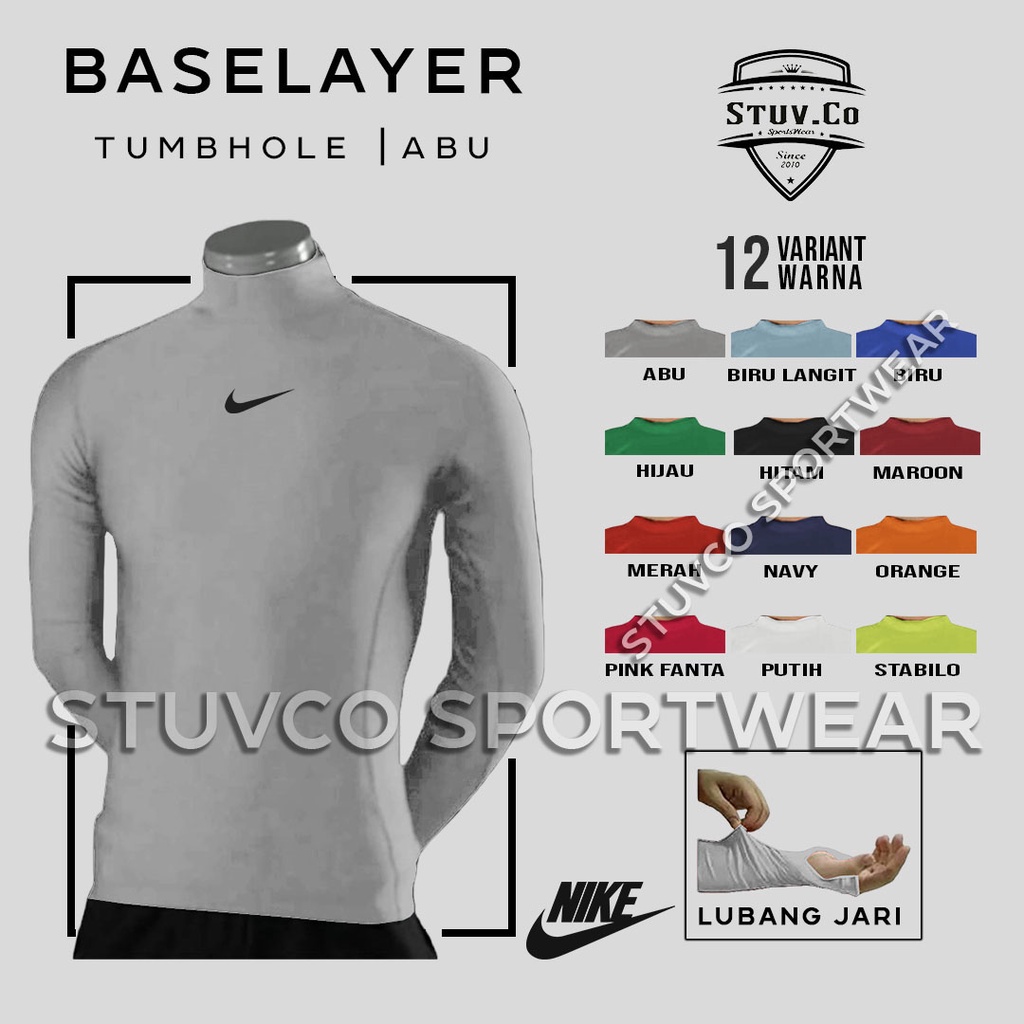 BASELAYER LONGSLEEVE THUMBHOLE LENGAN PANJANG JARI RENANG DIVING HIKING LATIHAN FITNESS PRIA