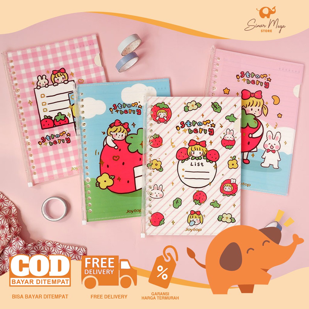 

Strawberry Girl Loose Leaf File BINDER Buku NOTEBOOK Spiral A5 45 Lembar