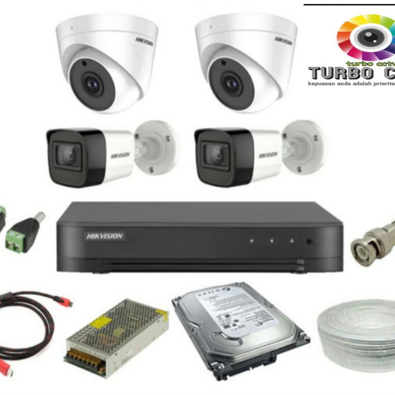 Paket cctv HIKVISION 8CH FULL HD &amp; 4 CCTV 2MP HDD 500GB ORIGINAL
