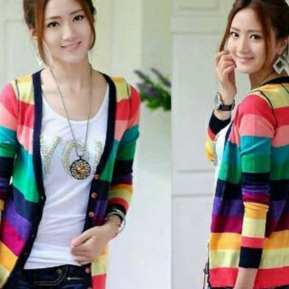 BANYAK PEMINAT RAINBOW  CARDY Baju  Rajut  Atasan kekinian 