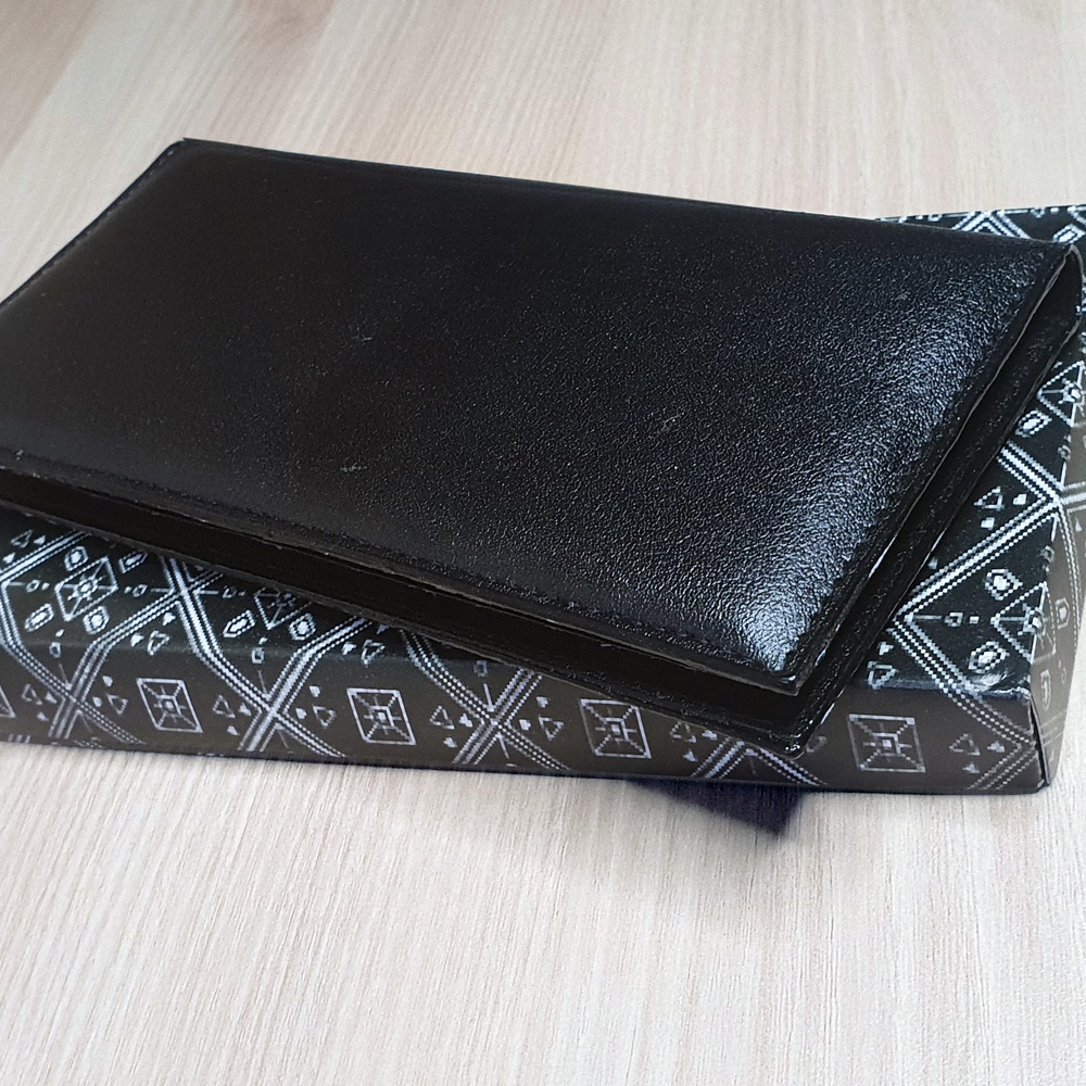 Dompet Pria + BOX Dompet Panjang GC0150 Dompet Lipat Dua Dompet Fashion Dompet Kulit Sintetis Dompet Polos Multicard - Black