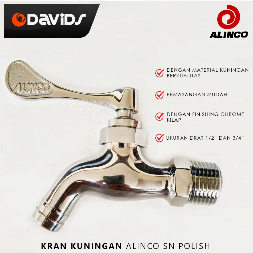 Kran Tembok Kamar Mandi Keran Kuningan Alinco Chrome Poles 1/2&quot;
