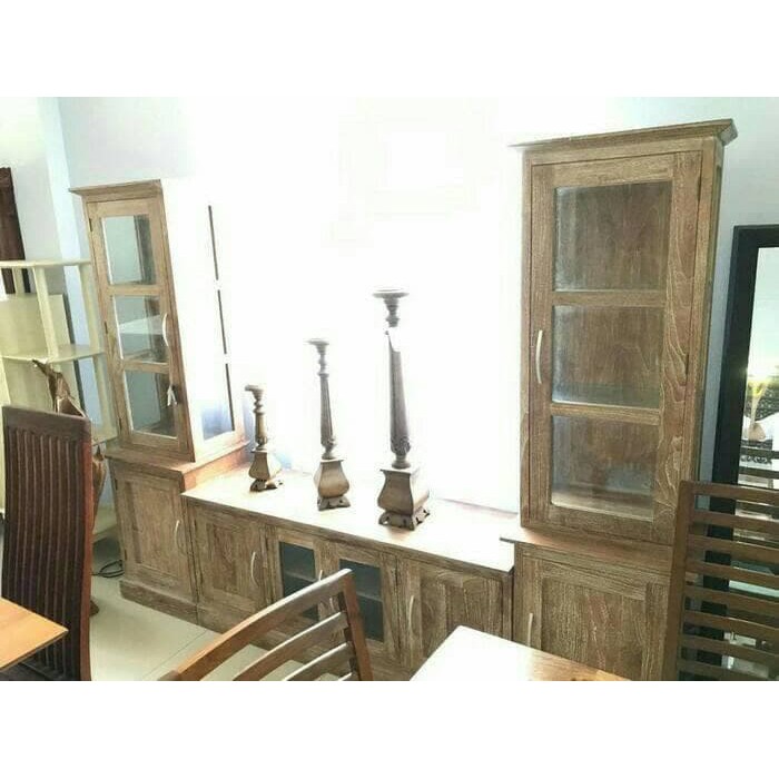Lemari bufet pajangan jati jepara motif minimalis