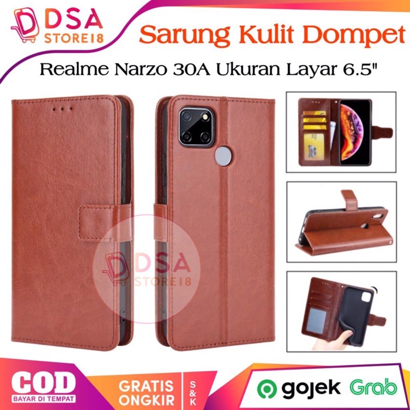 Case Realme Narzo 30A / Casing Realme Narzo 30A / Leather Case Flip Cover Wallet Dompet Hp Casing Ku