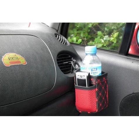 Kantong Organizer Mobil Serbaguna - Black/Red