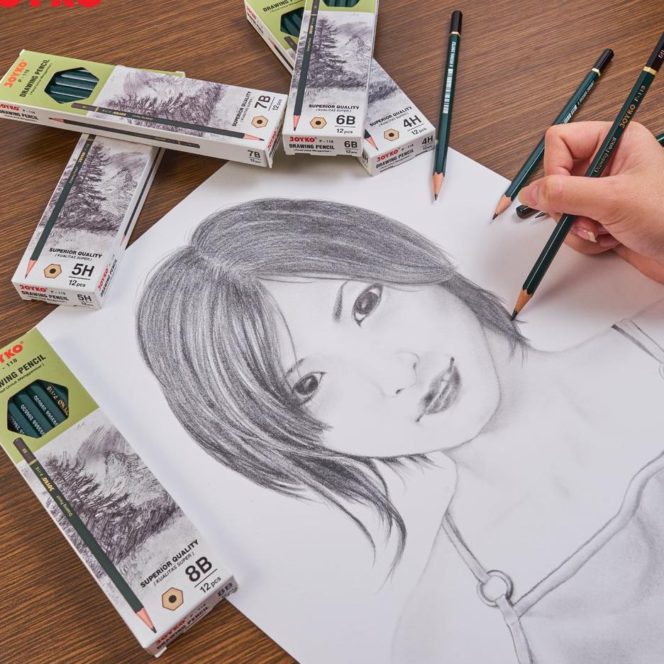 

(QQ60R) ,Drawing Pencil Pensil Menggambar Joyko P-118 6B 1 Box 12 Pcs..!