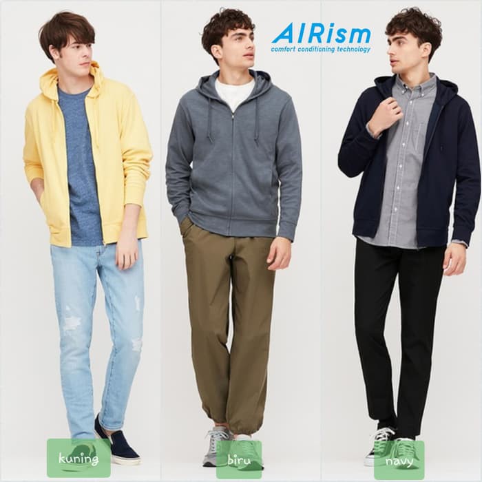 Uniqlo Jaket Pria AIRism UV Cut Hoodie Ritsleting - TURUN HARGA