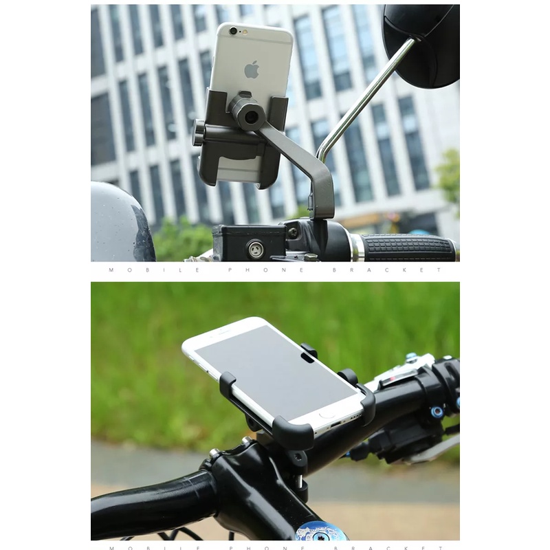 Phone Holder Motor Besi Stang Full Alumunium Dudukan Penahan Hp Sandaran Penyangga Handphone di sepeda original kuat awet aman anti maling Phone Stand hape