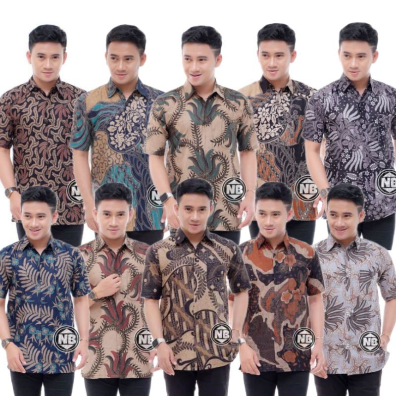 022 Zahira Batik Hrb026 Kenongo Hem Kemeja Batik Pria Lengan Pendek  Katun Primis Halus M L Xl