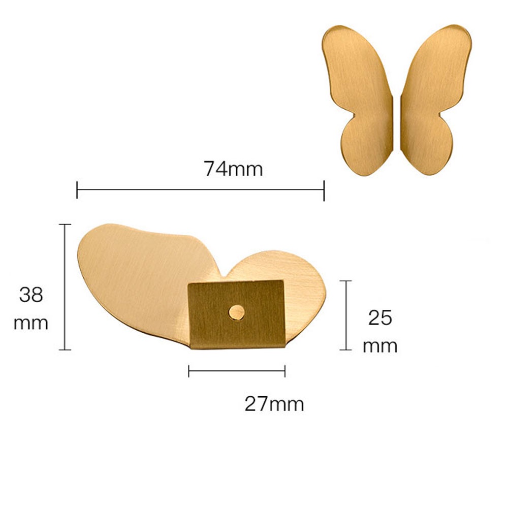 Rebuy 1 Pasang Handle / Tarikan Pintu Lemari / Laci Model Butterfly Mewah Bahan Kuningan Dengan Sekrup