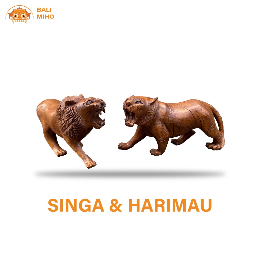 Patung Singa Dan Macan 20 Cm - Patung Singa - Patung Macan - Patung Harimau-Patung Kucing-Singa-Maca