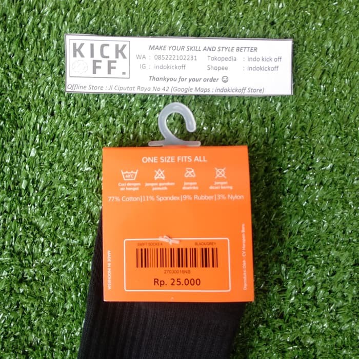 KAOS KAKI SEKOLAH ORTUSEIGHT / KAOS KAKI OLAHRAGA ORTUSEIGHT SWIFT SOCKS A  - BLACK/GREY