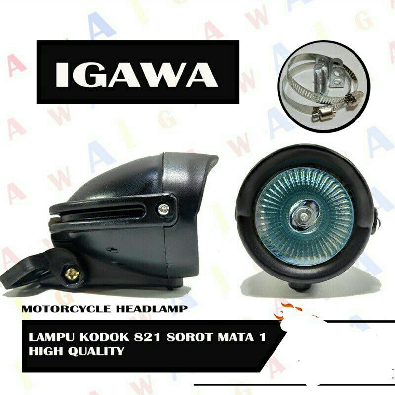 Lampu Tembak Motor / Lampu Sorot Kabut Halogen Variasi Model Kodok 35watt + Plus Bracket Stang