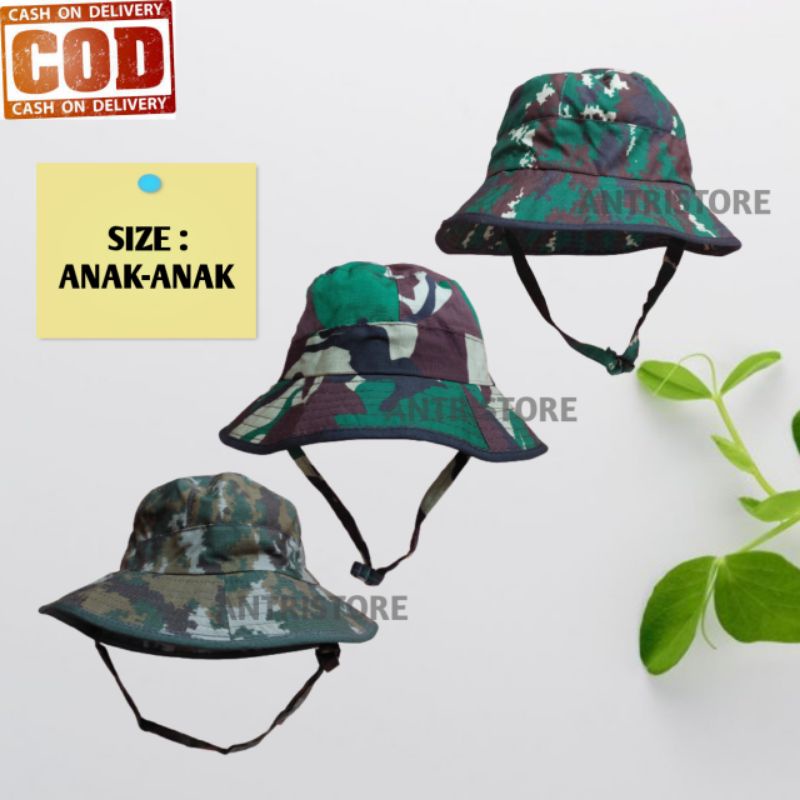 Murah Meriah COD TOPI RIMBA ANAK TOPI RIMBA ANAK LORENG TNI TOPI ANAK TNI COWOK CEWEK TOPI RIMBA TNI