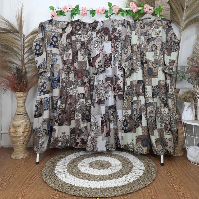 Gamis monalisa/ gamis ethnic/ gamis batik ready stock / gamis maxmara