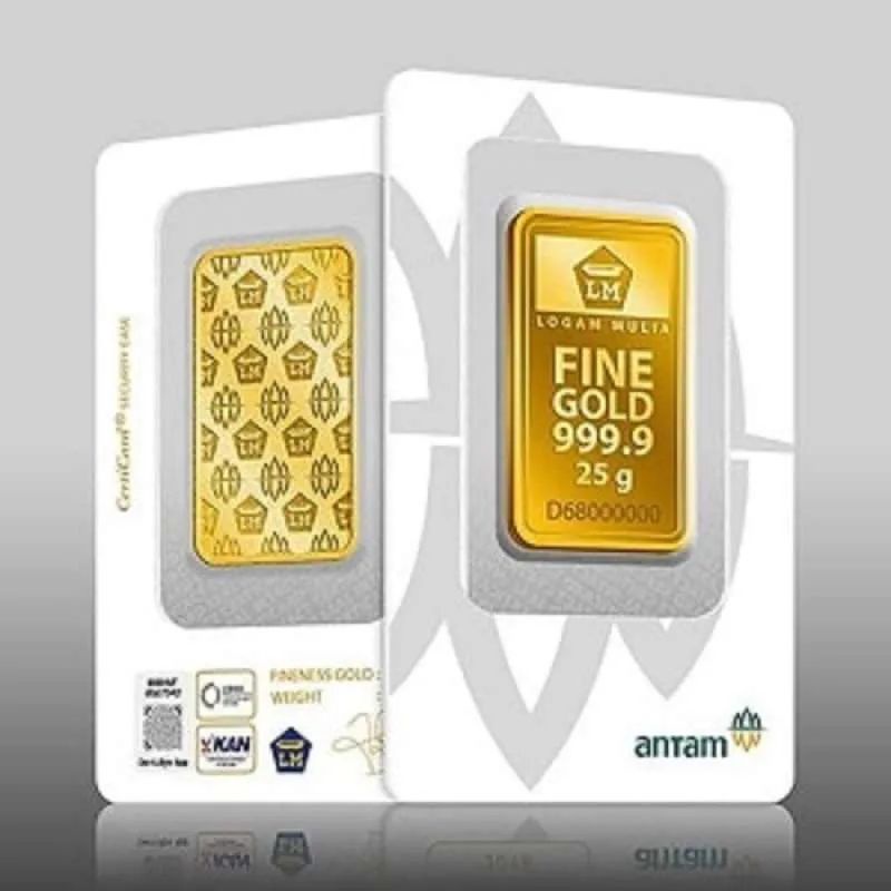 ANTAM 25 GRAM CERTI CARD ASLI