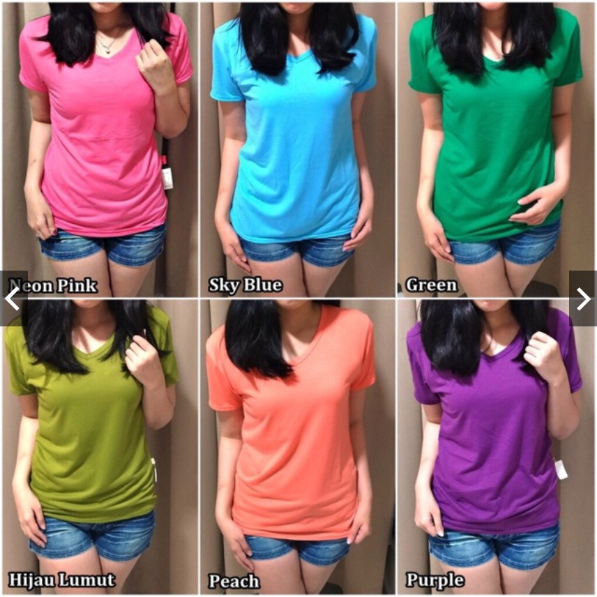 IL - V-NECK Pendek /Kaos Polos Basic Vneck Pendek / t-shirt / Atasan Pakaian Wanita Murah
