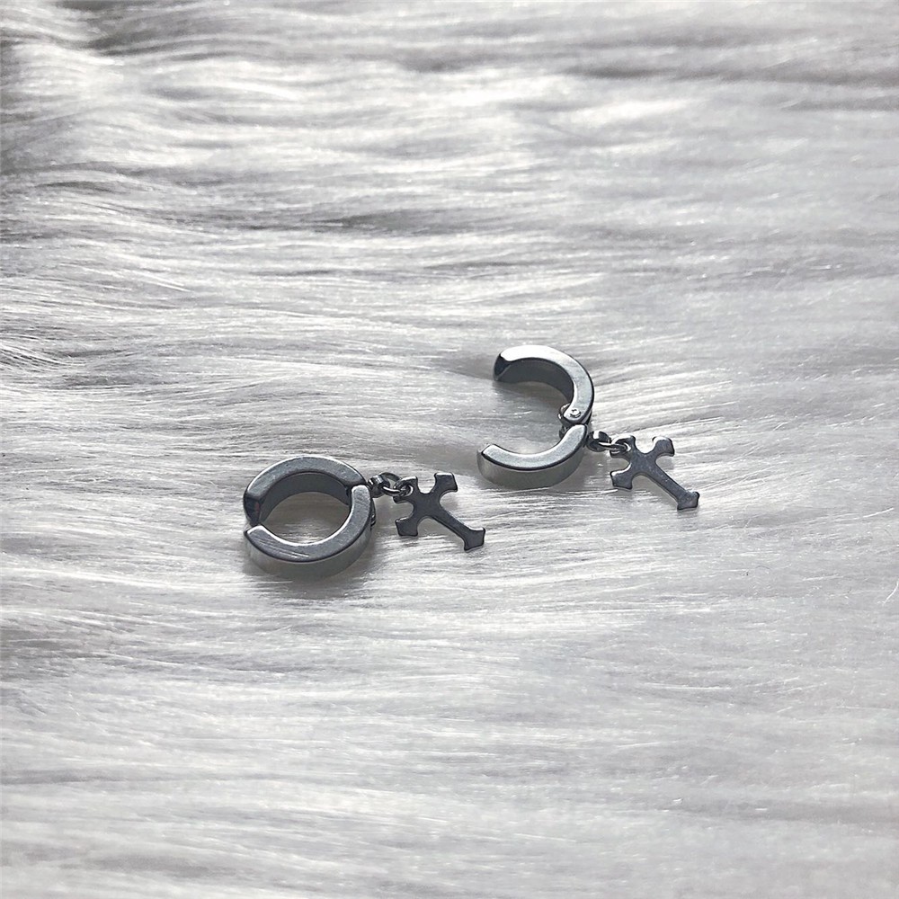 【COD Tangding】1PC Hip Hop Earrings Simple Versatile Cool Couple Cross Shape Fashion Earstuds