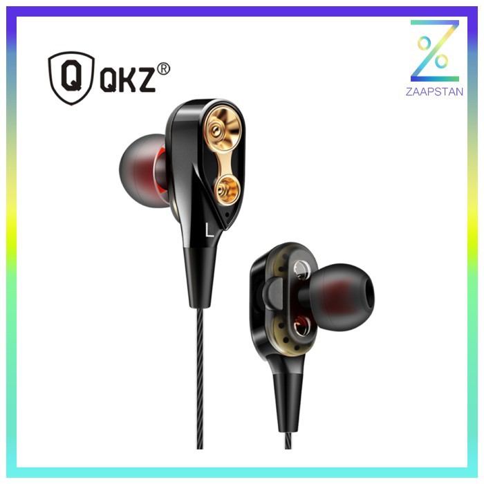 QKZ Dual Driver Earphone HiFi Dengan Mic - QKZ-CK8 - Black