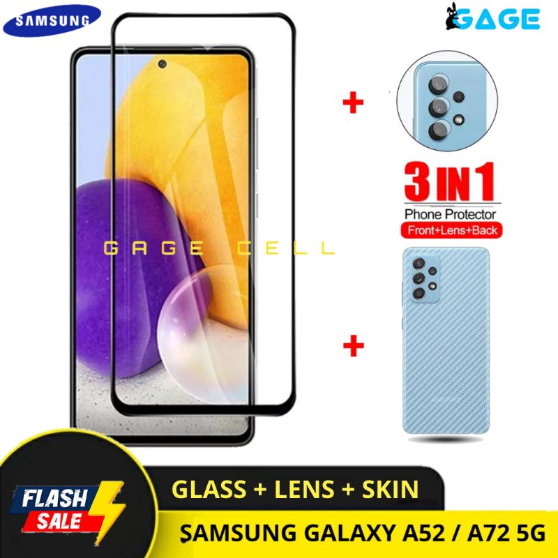 PROMO TEMPERED GLASS LAYAR KAMERA SKIN CARBON SAMSUNG GALAXY A52 A72 5G TG ANTI GORES FULL SCREEN