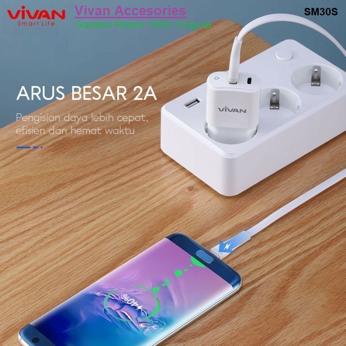 Vivan SM30S 30cm Kabel Data Cable Micro USB Fast Charging 2A Android