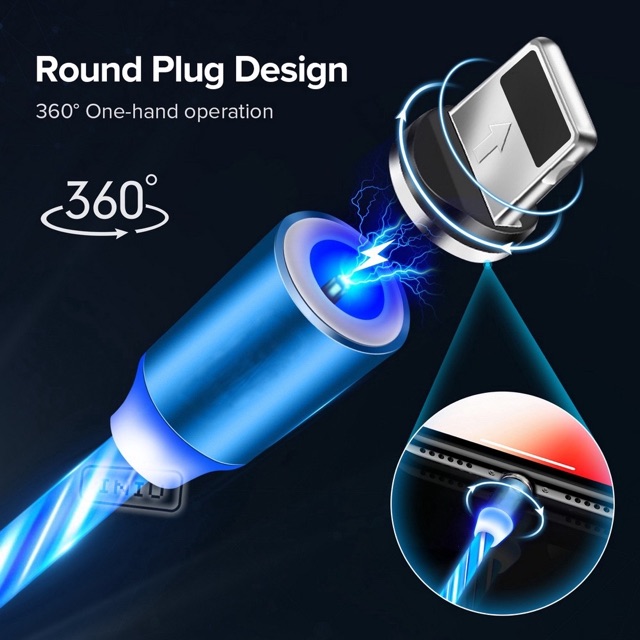 Kabel Data Magnetic Charger Cable Usb 3IN1 2.4 Fast Charger Micro Type C LIGHTNING Kabel Data Magnet Led Warna
