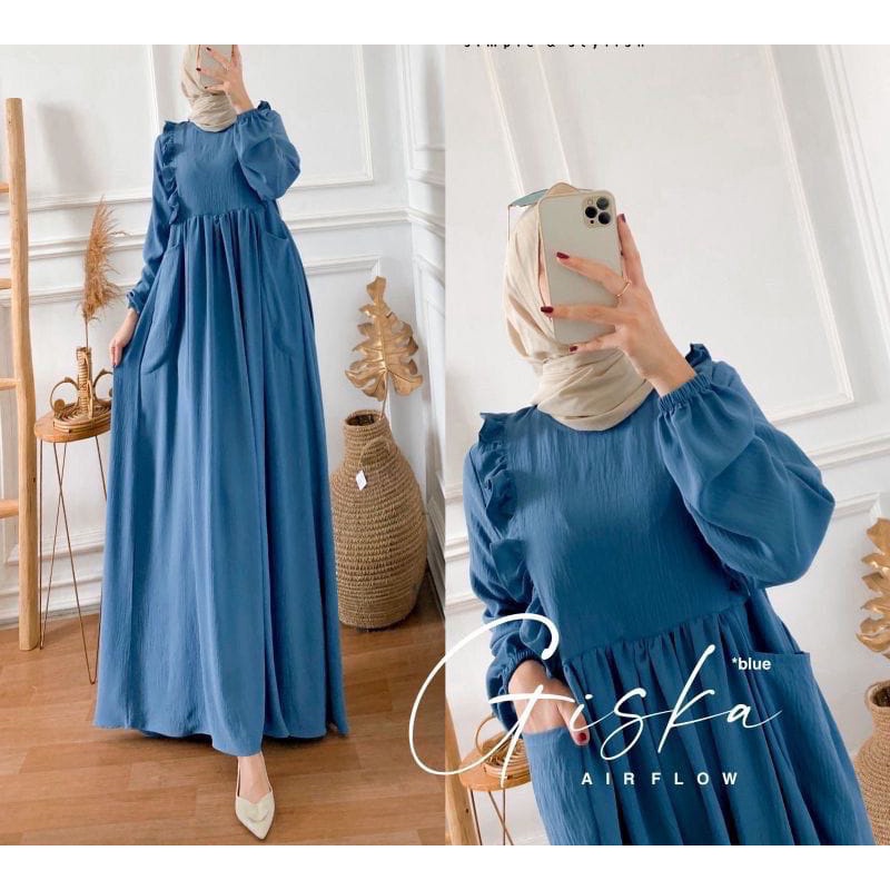 (DBY) GAMIS SLAVINA REMPEL DAILY DRESS WANITA CRINCLE AIRFLOW