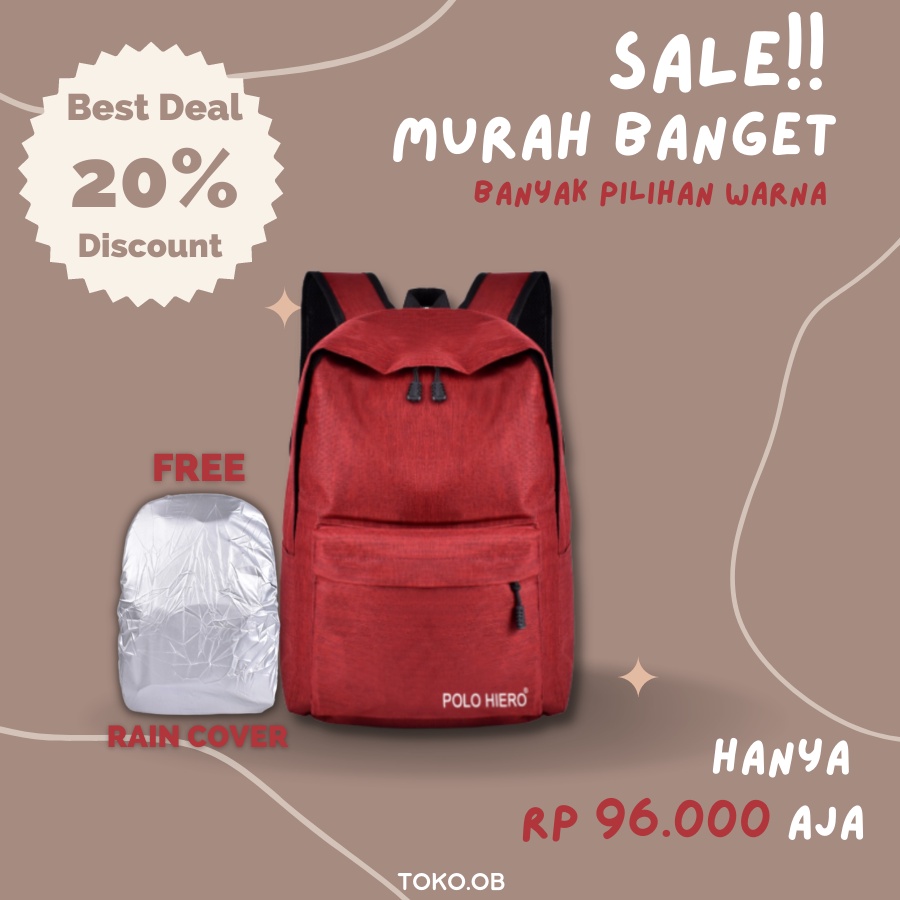 (Toko OB) Tas Murah Ransel Wanita Polo Hiero 6880 Ransel Sekolah Wanita Backpack Casual Tas Punggung (Free Rain Cover)