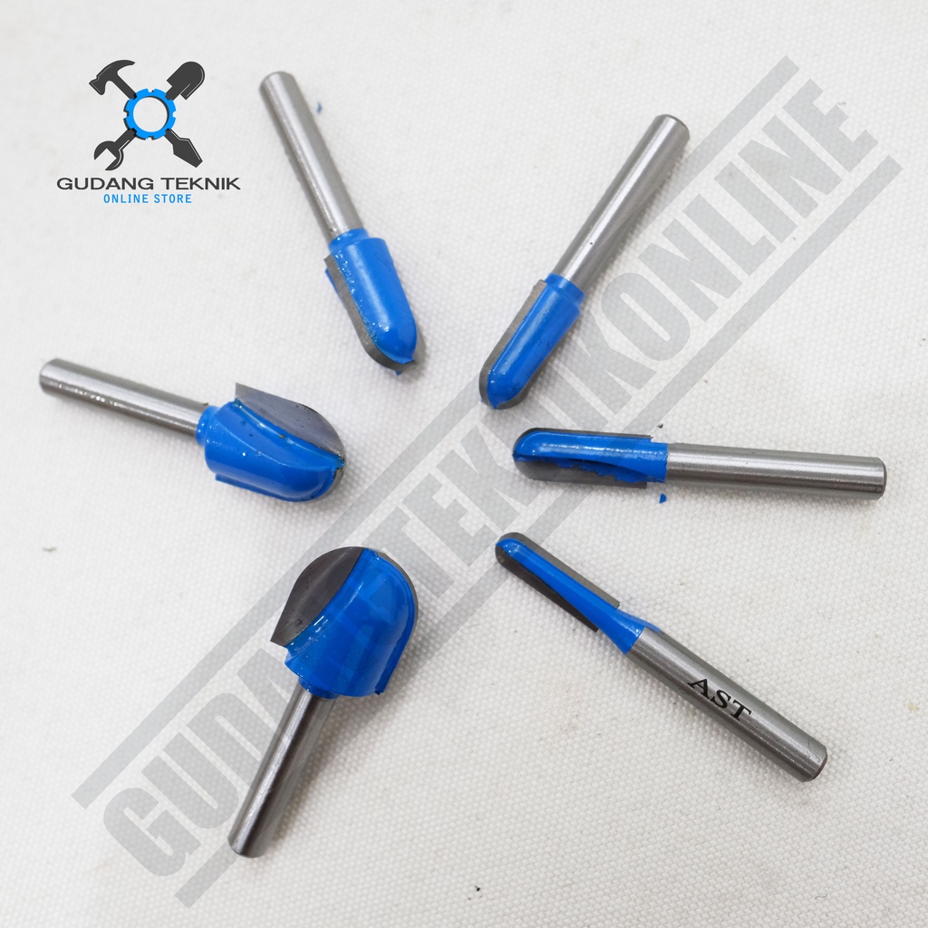 Mata Profil Kayu 1/4&quot; 6 8 10 12 16 19mm AST Round Nose Bit / Mata Trimmer Router AST Round Nose