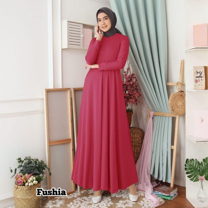COXce Gamis Jersey / Gamis Polos / Gamis Busui Rok Payung /Baju Gamis Wanita - Navy