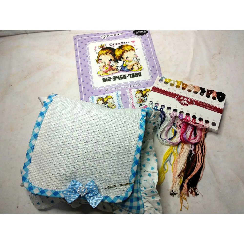 Paket Sulam Kristik Strimin Sarung Bantal Mini DOME S2246 Couple Korea