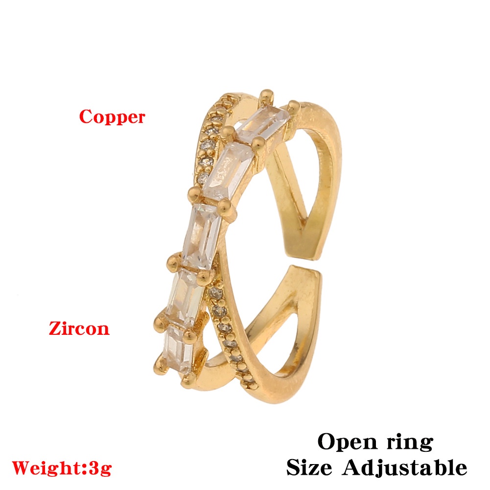 Cincin Eropa dan Amerika perhiasan geometris lebar versi multilayer cincin hip-hop bertatahkan ekor