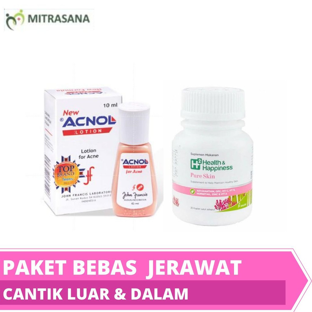 Paket Bebas Jerawat H2 Pure Skin + Acnol Lotion 10 ML