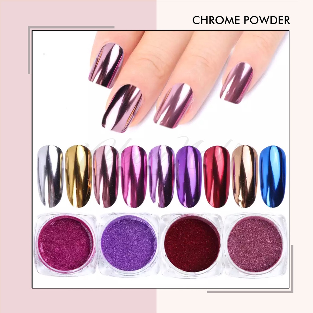 Chrome powder nail art (1) mirror chrome nails crome powder chrome powder silver gold black