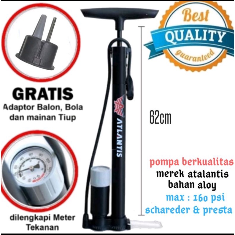 Pompa ban Sepeda motor/POMPA ANGIN BAN, SEPEDAH/BALON pompa Atlantis Aloy