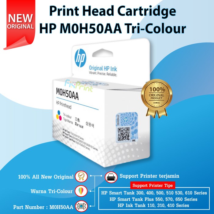 Print Head Cartridge HP Smart Tank 300 400 500 550 M0H50AA Tri-Colour