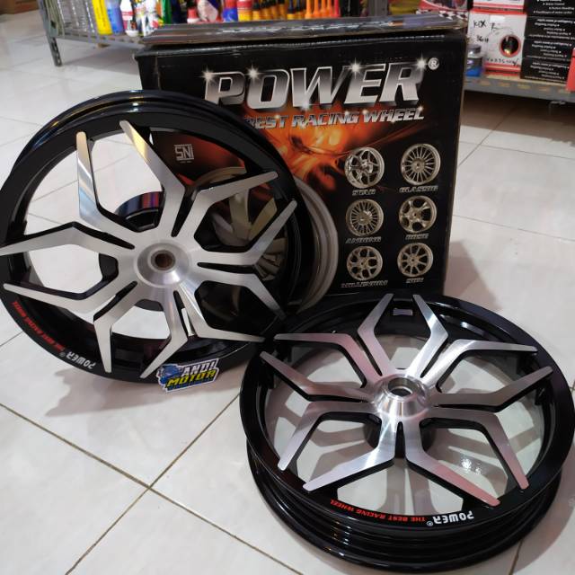 Velg Power Star Black - Silver ring 14 type Honda Matic Vario 110 - Beat - Scoopy - dll