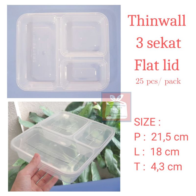 Thinwall Bento 3 Sekat / Thinwall Sekat 3. Isi 25pcs