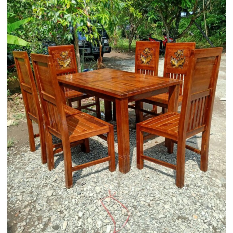 meja makan6kursi ekonomis/meja kursi kayu