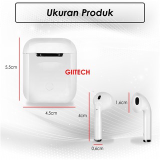 EARPHONE i12 HEADSET WIRELESS BLUETOOTH TWS WARNA WARNI - GIITECH